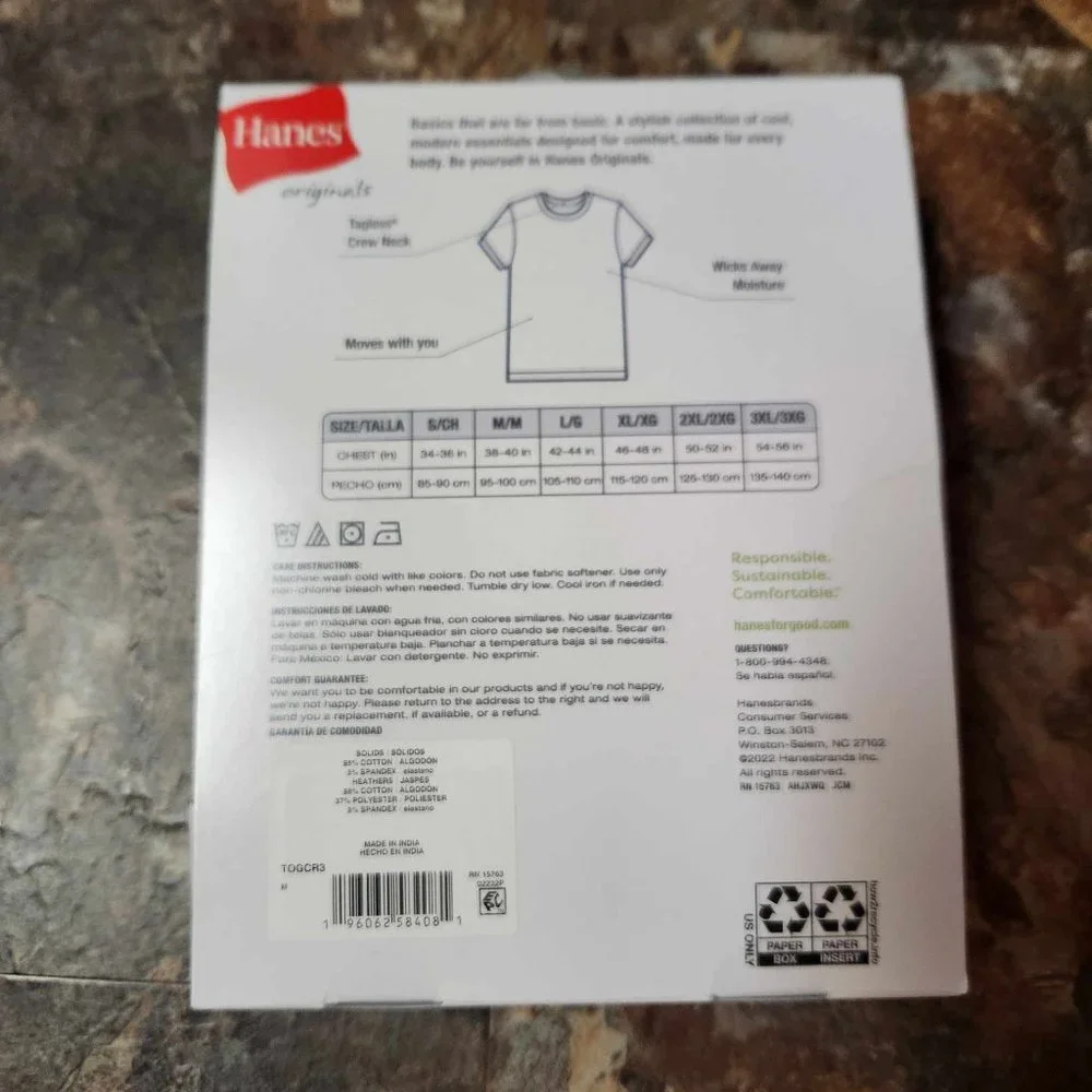 Hanes Originals Mens Stretch T-Shirts 3-Pack - Size Medium - NWT - Picture 2 of 3